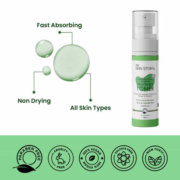The Skin Story Aloe Vera Moringa Pore Minimizing Face Toner For Moisturizing & Oil Control 100Ml