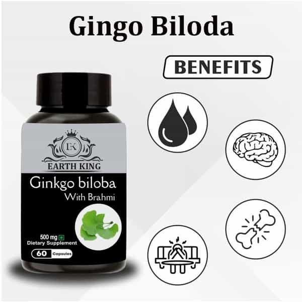 Earth King Ginkgo Biloba Capsule With Bramhi Extract- 500Mg 60 Capsules