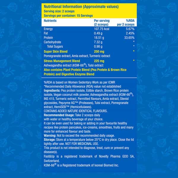 Fast & Up Terra Plant Protein For Women - Superfood -Weight & Hormone Management - 450G