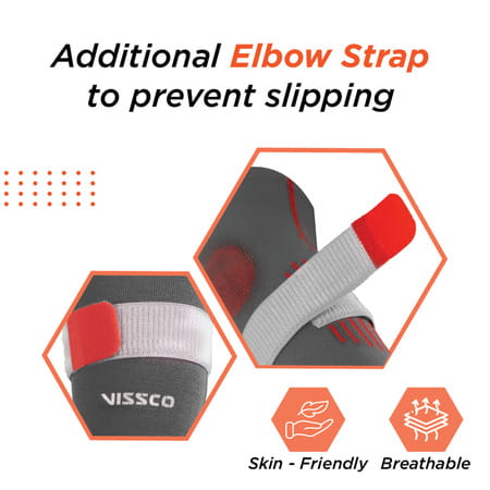 Vissco Elbow Support With Strap For Ideal Compression To The Strained Muscles - Small (Blue)
