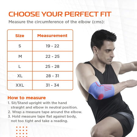 Vissco Elbow Support With Strap For Ideal Compression To The Strained Muscles - Small (Blue)