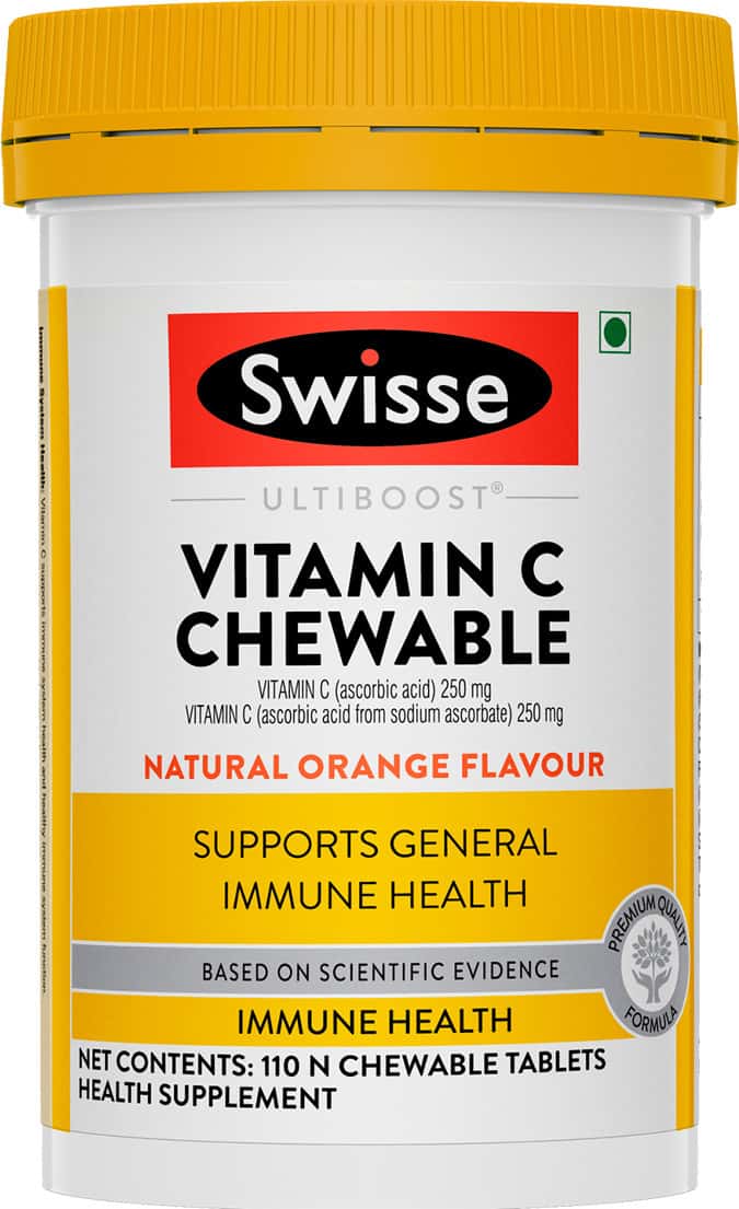 Swisse Ultiboost Vitamin C Chewable Tablets For Immunity Natural Orange Flavour - 110 Tablets