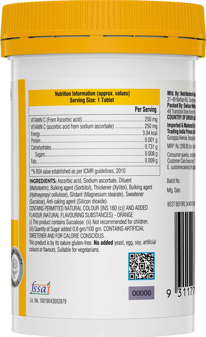 Buy SWISSE ULTIBOOST VITAMIN C CHEWABLE TABLETS FOR IMMUNITY NATURAL