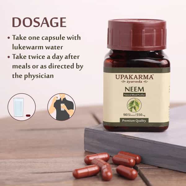 Upakarma Ayurveda Pure Herbs Neem Capsules-550 Mg 90 Veggie Capsules