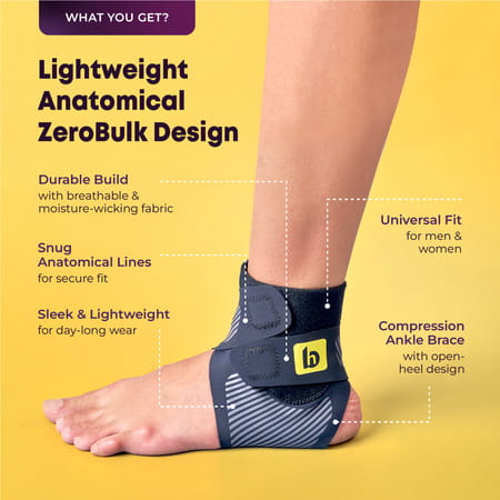 Betterhood Ankle Support Brace With Zerobulk Max Stability Design (Size L | Uk 8-11 | Pack Of 2)