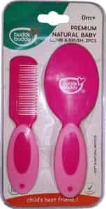 Buddsbuddy Premium Natural Baby Brush & Comb Set 2 Pcs - Pink