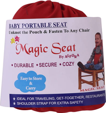 Magic Seat Portable Baby Chair Long Strap Safety Seat Harness For Toddler (Red)