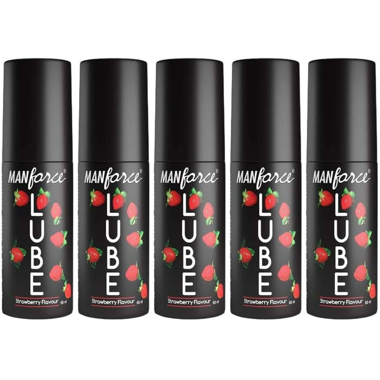 Manforce Lube Lubrication Gel For Unisex Water-based Gel Strawberry Flavoured 60ml X Pack Of 5