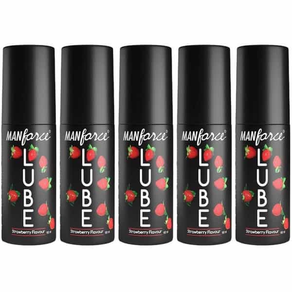 Manforce Lube Lubrication Gel For Unisex Water-Based Gel Strawberry Flavoured 60Ml X Pack Of 5