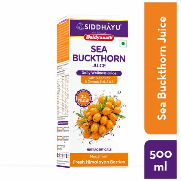 Baidyanath Asli Ayurved Sea Buckthorn Juice 500Ml With Vitamins | Omega 3 6 9 7