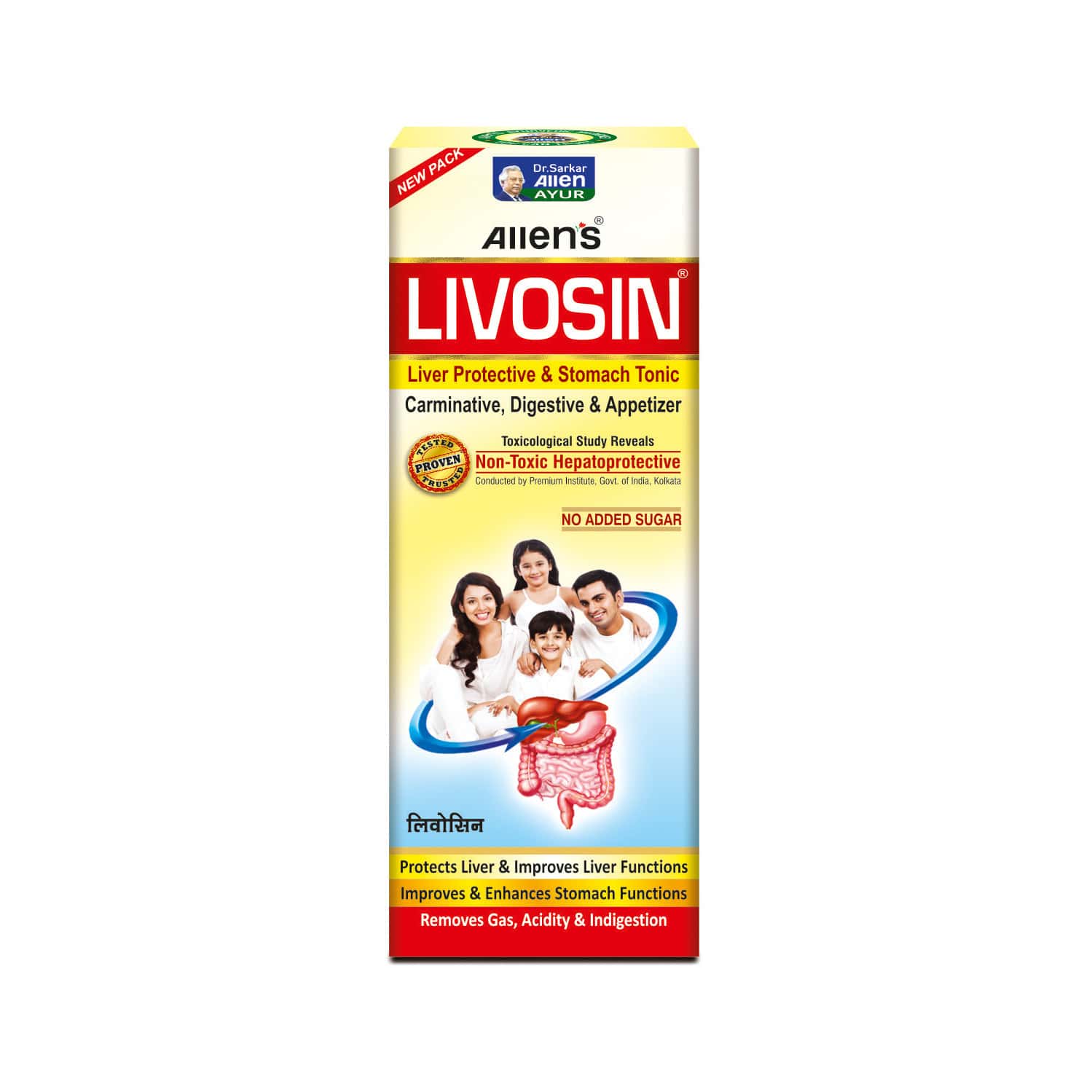 Allen Laboratories Livosin Liver Protective & Stomach Tonic Liquid (200 Ml X 4 Packs)