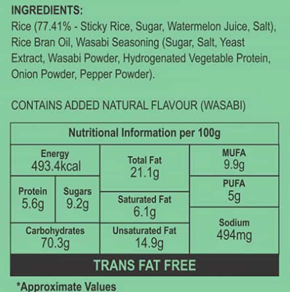 The Harvestbowl Rice Crunchers/Crackers | Rice Snacks | Wasabi - 45Gm X 3 - (Pack Of 3)