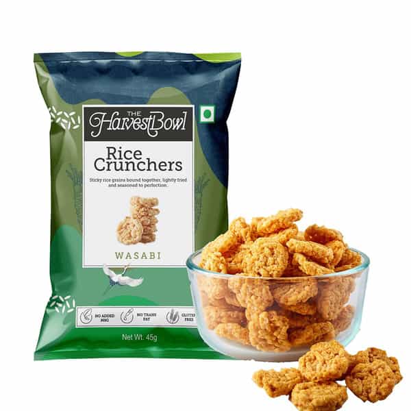 The Harvestbowl Rice Crunchers/Crackers | Rice Snacks | Wasabi - 45Gm X 3 - (Pack Of 3)