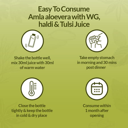Krishna'S Amla Aloe Vera Wheat-Grass | Haldi & Tulsi Juice - 1 Litre