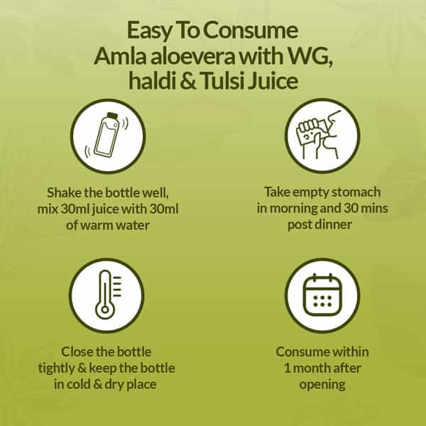 Krishna's Amla Aloe Vera Wheat-Grass | Haldi & Tulsi Juice - 1 Litre