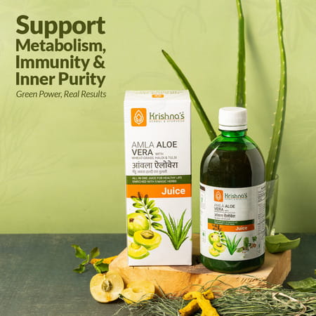 Krishna'S Amla Aloe Vera Wheat-Grass | Haldi & Tulsi Juice - 1 Litre