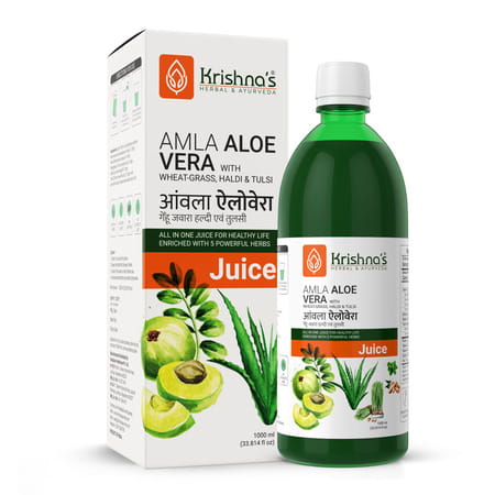 Krishna'S Amla Aloe Vera Wheat-Grass | Haldi & Tulsi Juice - 1 Litre