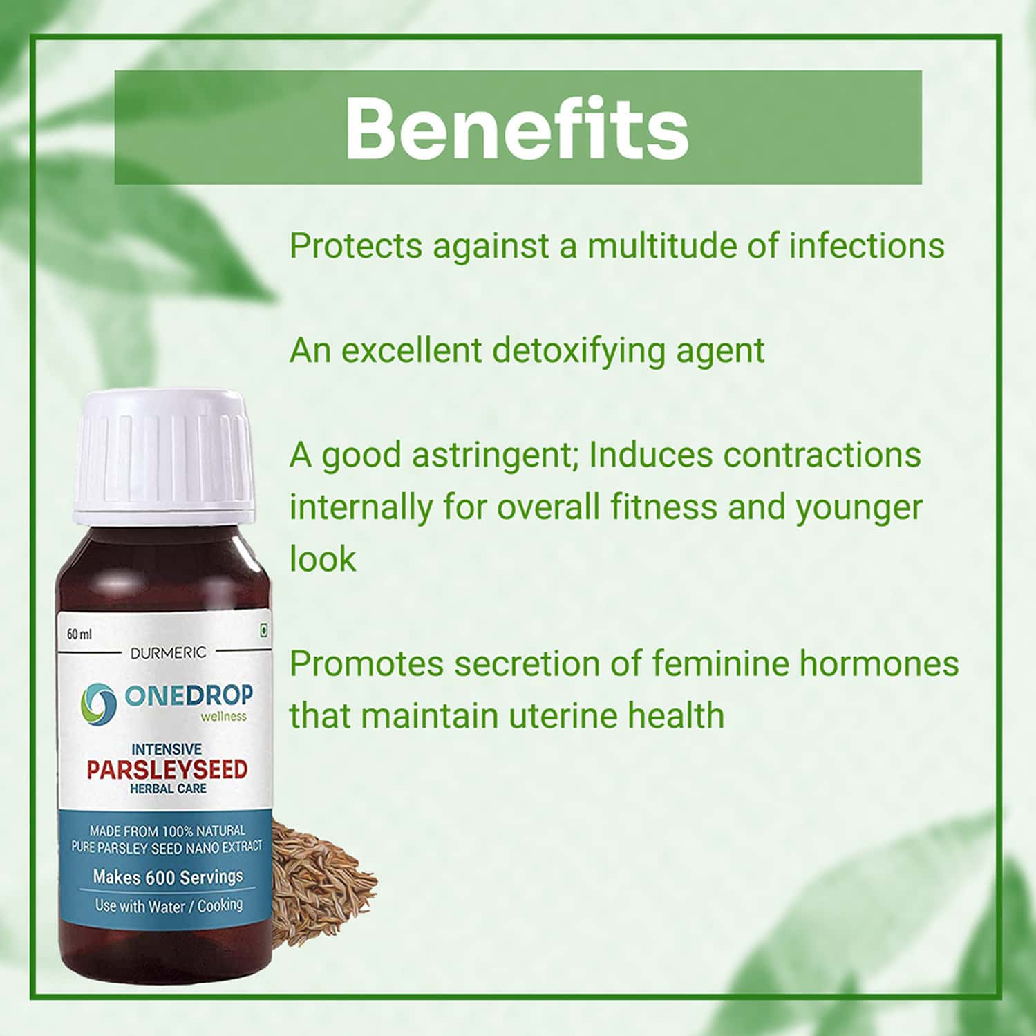 Buy DURMERIC ONEDROP PARSLEY SEED OIL 60 ML Online & Get Upto 60 OFF