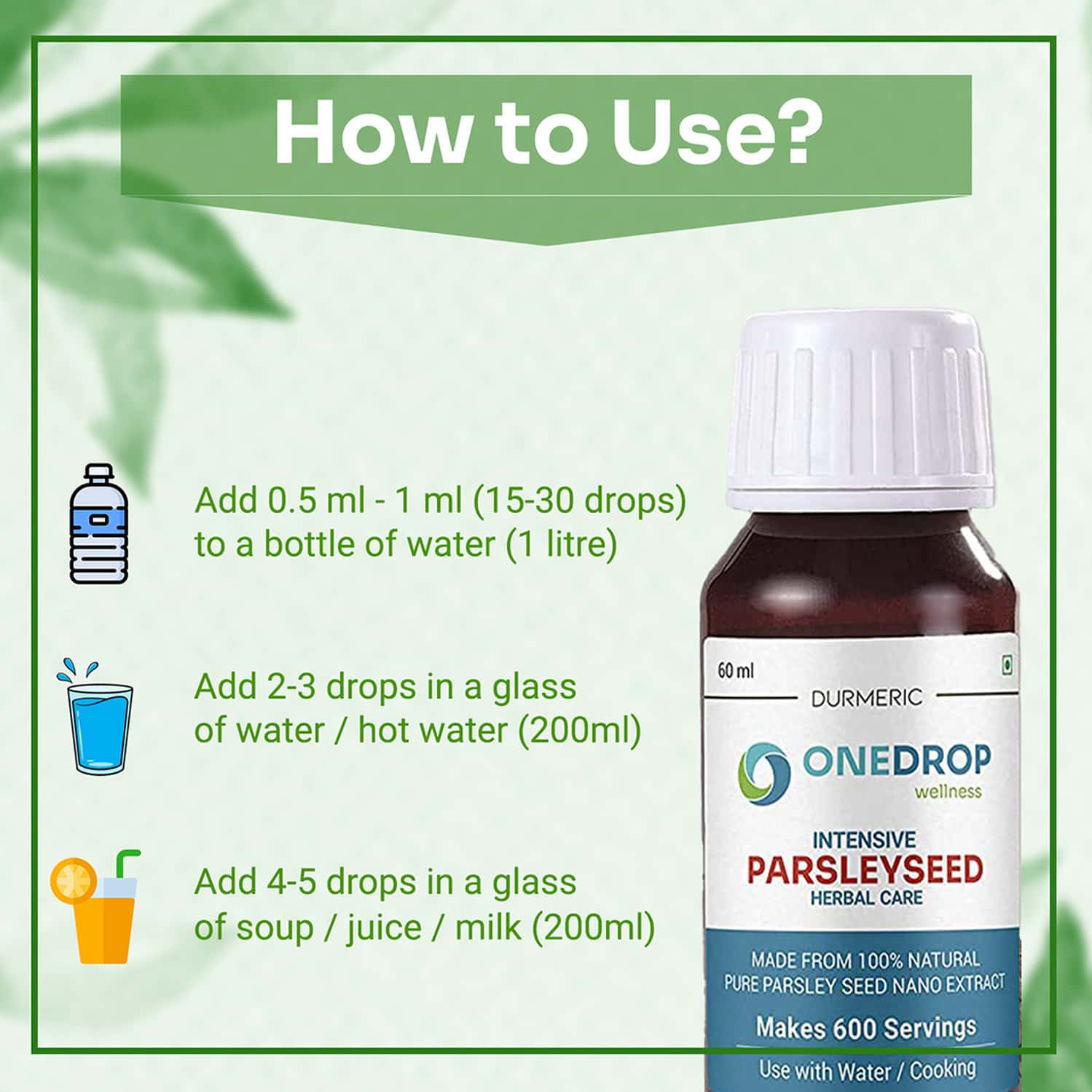 Buy DURMERIC ONEDROP PARSLEY SEED OIL 60 ML Online & Get Upto 60 OFF