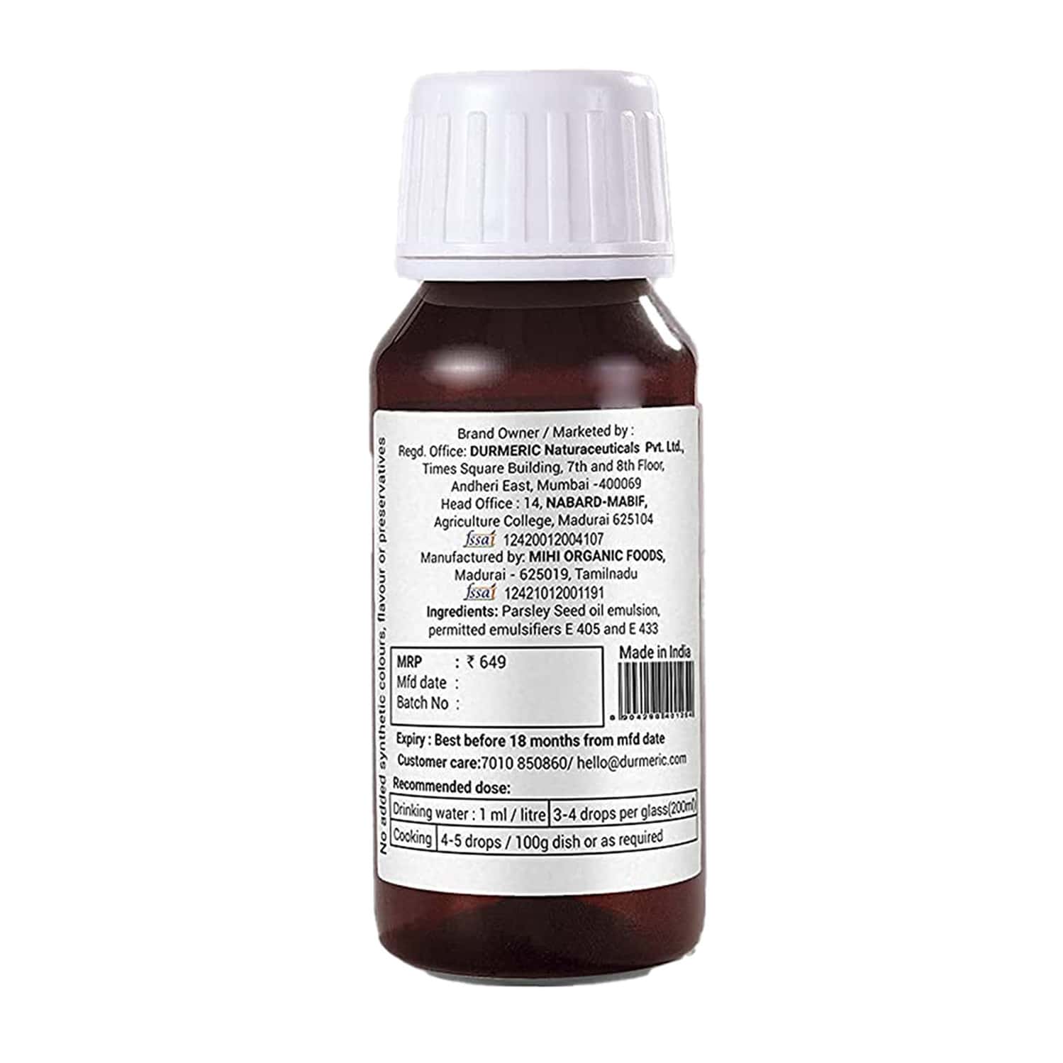 Buy DURMERIC ONEDROP PARSLEY SEED OIL 60 ML Online & Get Upto 60 OFF