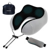 Vissco Travel Ergonomic Neck Pillow With Sleeping Gel Eye Mask, Contoured Memory Foam For Travelling