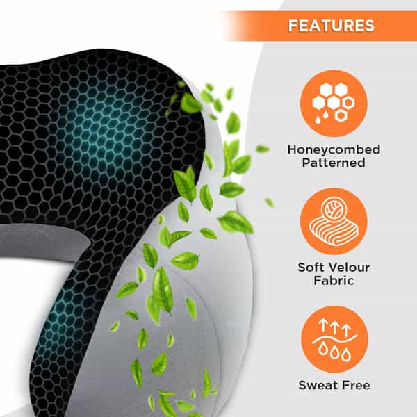 Vissco Travel Ergonomic Neck Pillow With Sleeping Gel Eye Mask, Contoured Memory Foam For Travelling