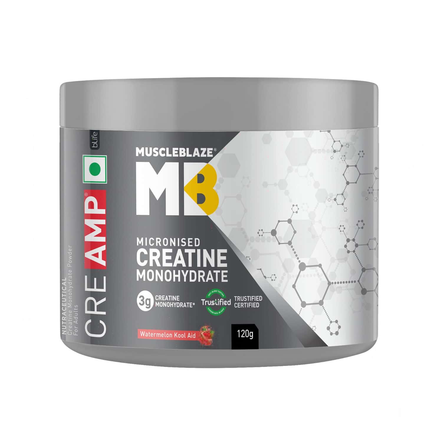 Muscleblaze Micronised Creatine Monohydrate Creamp Powder | Watermelon Kool Aid (30 Servings | 120g)