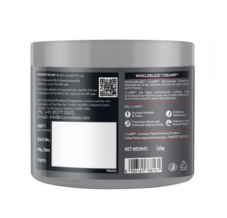 Muscleblaze Micronised Creatine Monohydrate Creamp Powder | Watermelon Kool Aid (30 Servings | 120G)