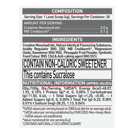 Muscleblaze Micronised Creatine Monohydrate Creamp Powder | Watermelon Kool Aid (30 Servings | 120G)
