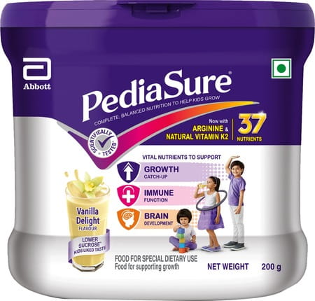 Pediasure Complete Balanced Nutrition To Help Kids Growth Vanilla Jar 200 Gm