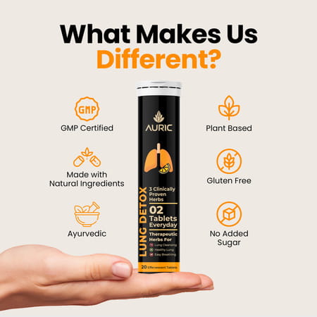 Auric Lung Detox Supplement With Natural Blend Of Nac And Herbs | 40 Tablets