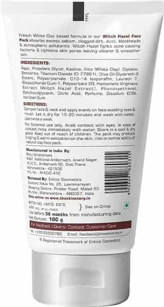 The Skin Story Cleansing Purifying Witch Hazel Face Pack | Minimizes Pores | Oil & Acne Control 100G