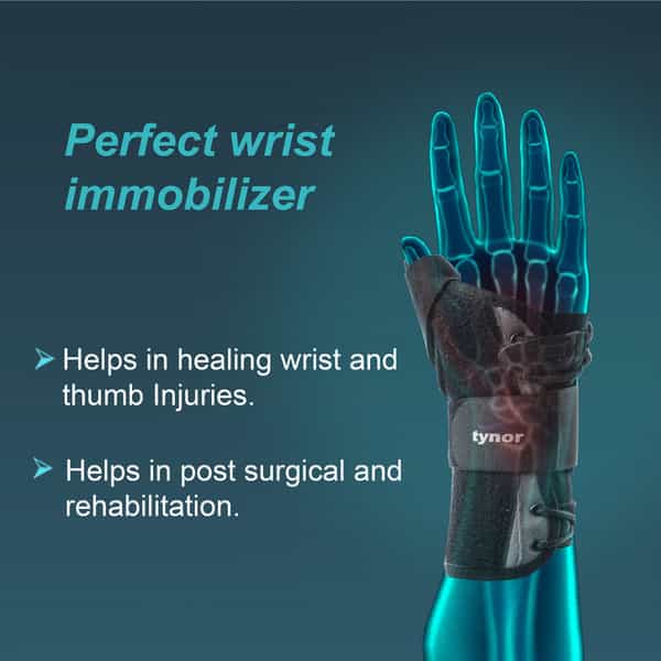 Tynor Wrist Splint With Thumb Black Medium 1 Unit