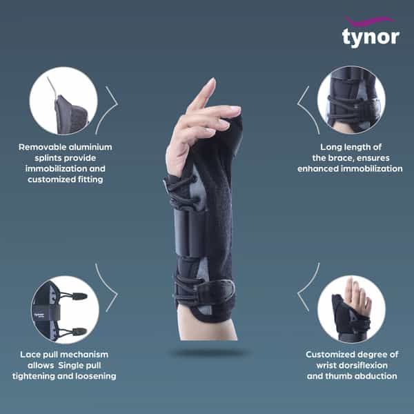 Tynor Wrist Splint With Thumb Black Medium 1 Unit