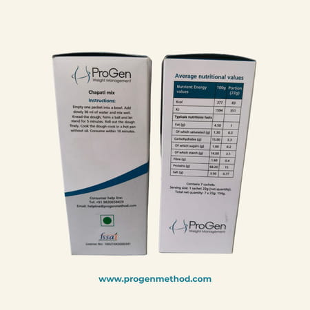 Progen Chapati Mix | 15 G Of High Biological Value Protein Per Meal | Pack Of 7 105 Gm