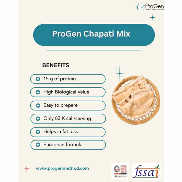Progen Chapati Mix | 15 G Of High Biological Value Protein Per Meal | Pack Of 7 105 Gm