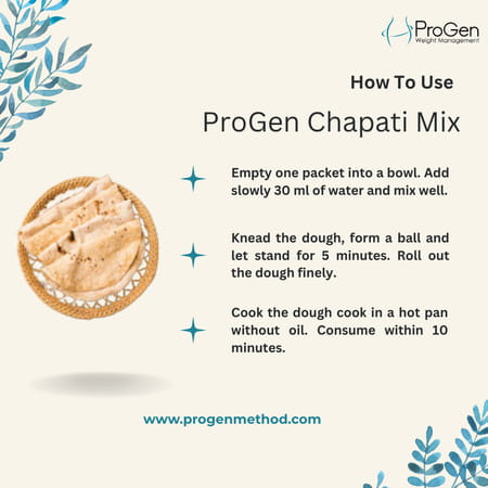 Progen Chapati Mix | 15 G Of High Biological Value Protein Per Meal | Pack Of 7 105 Gm