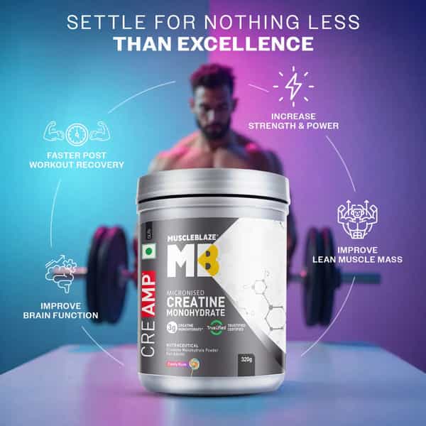 Muscleblaze Micronised Creatine Monohydrate Creamp Powder | Candy Rush (80 Servings | 320G)