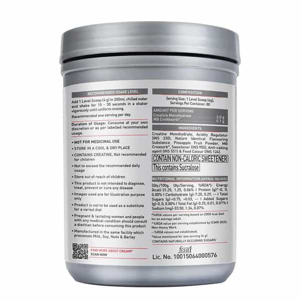 Muscleblaze Micronised Creatine Monohydrate Creamp Powder | Candy Rush (80 Servings | 320G)