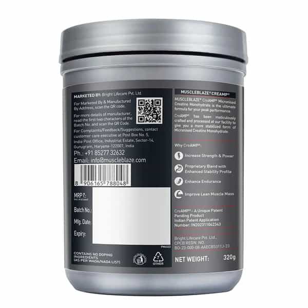 Muscleblaze Micronised Creatine Monohydrate Creamp Powder | Candy Rush (80 Servings | 320G)
