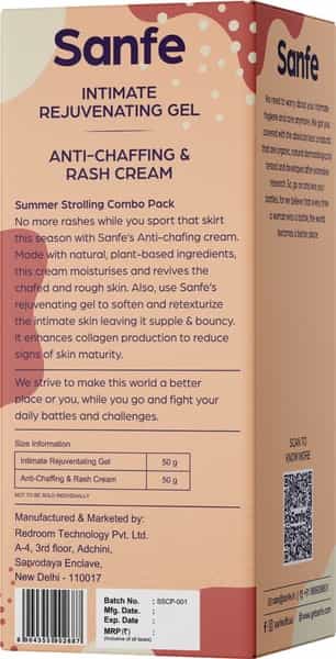 Sanfe Summer Strolling Combo (Intimate Gel 50 Ml +Anti-Chafing And Rash Cream 50 Ml)