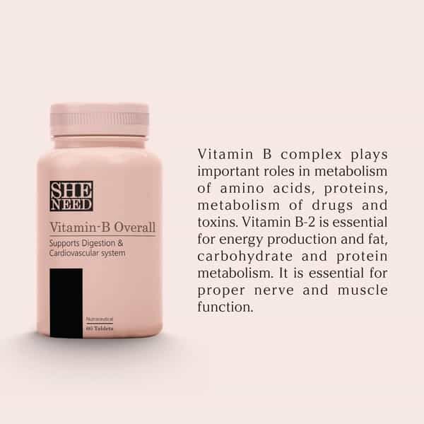 Sheneed Vitamin B Overall Supplements Boosts Digestion & Energy -60 Tablets