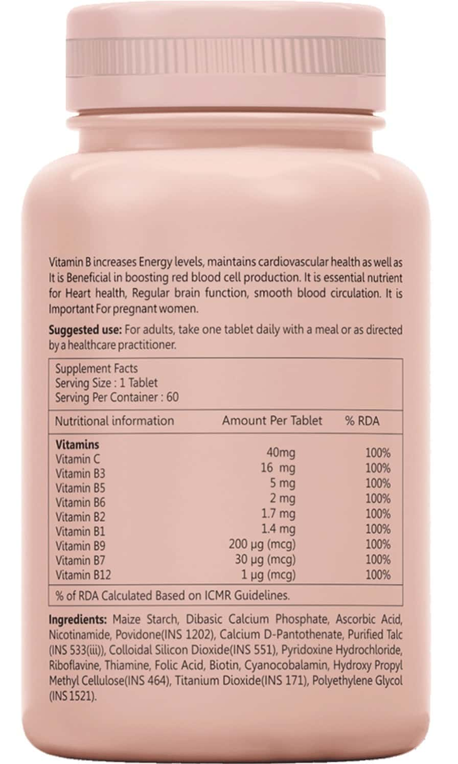 Sheneed Vitamin B Overall Supplements Boosts Digestion & Energy -60 Tablets