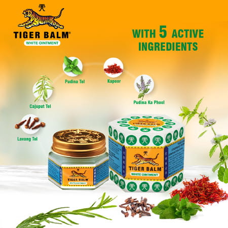 Tiger Balm White Ointment Ayurvedic Pain Relief Balm | 21ml Each | Pack Of 4|