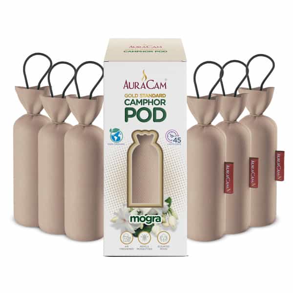 Auracam Gold Standard Camphor Pod Cone Mogra- Set Of 6