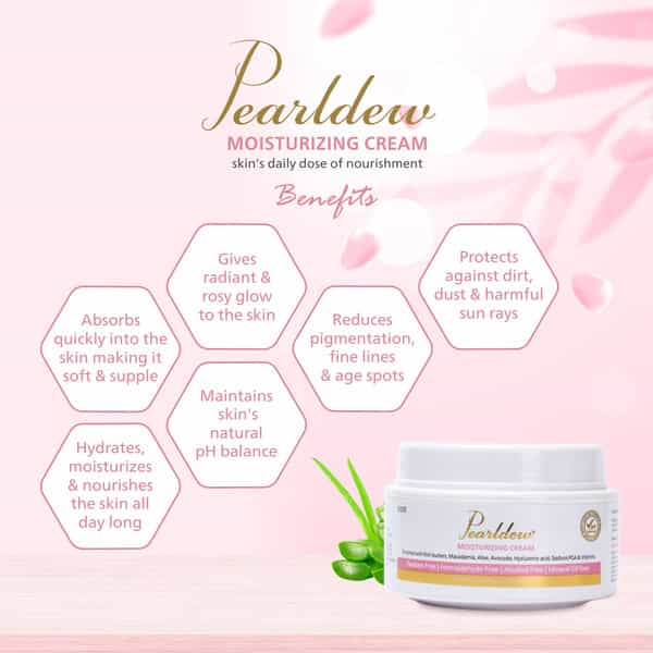 Pearldew Moisturizing Cream 50 Gm | With Almond Oil | Aloe | Avocado | Butters (Pack Of 2)