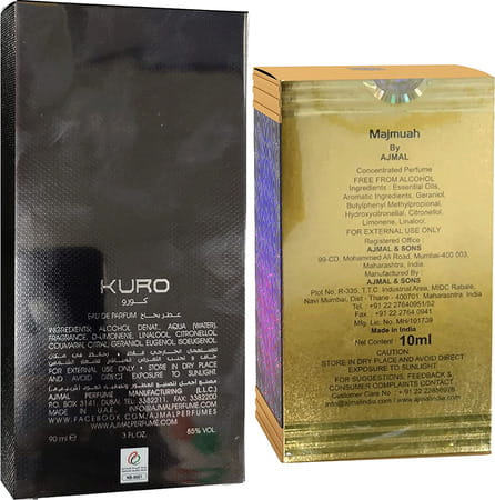 Ajmal Kuro Edp Spicy Perfume 90ml For Men And Majmua Perfume Oil Oriental 10ml For Unisex