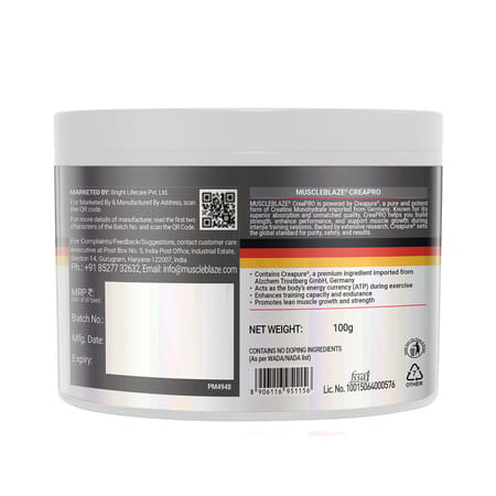 Muscleblaze Creapro Creatine Monohydrate With Creapure (Unflavoured | 33 Servings | 100g)
