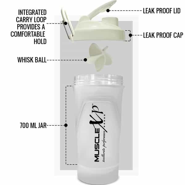 Musclexp Gym Shaker Pro Xp Fitness 700 Ml For Protein Sipper Bottle (White)