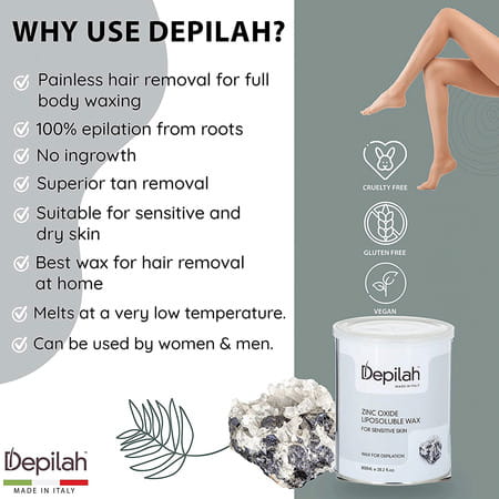 Depilah Zinc Oxide Flavored Wax For Hair Removal All Type Skin- 800ml